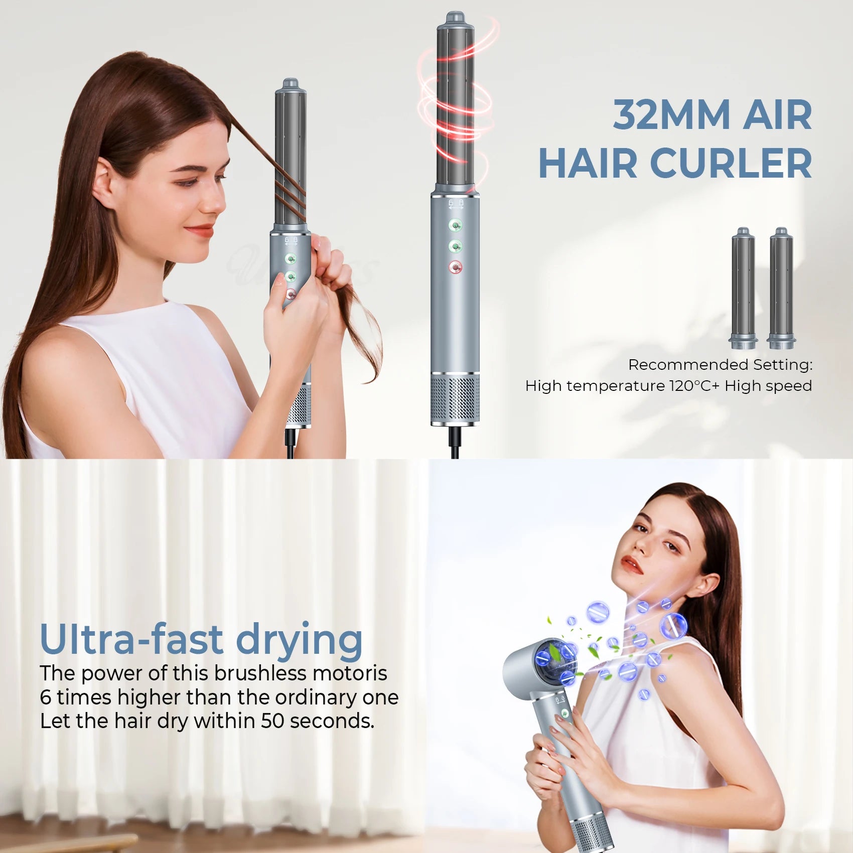 Professional 5 in 1 Hair Styler Hot Air Pick Electric Comb Hot Air Brush Hair Multi Style Airbrush Automatic Curling Iron