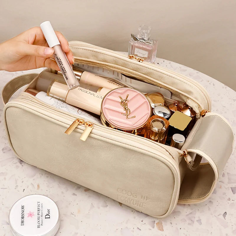 Double Zipper Makeup Bag – Large Capacity Travel Pouch