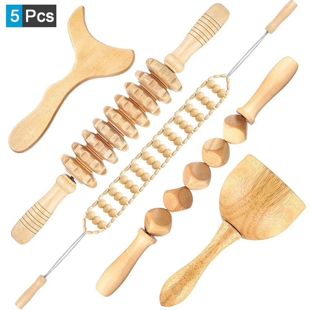 Wood Therapy Massage Tools – Anti-Cellulite Wooden Roller Set