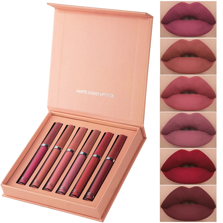 6 Colors Matte Lip Gloss Set – Waterproof Gift Box