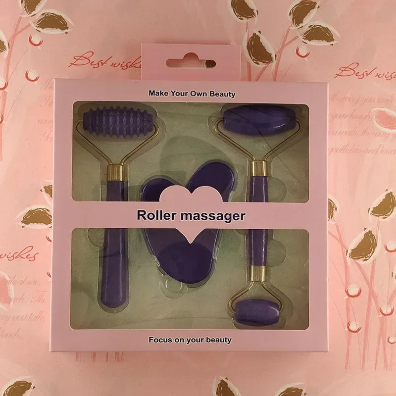 Resin Roller Massager Set – Face & Body Gua Sha (3pcs)
