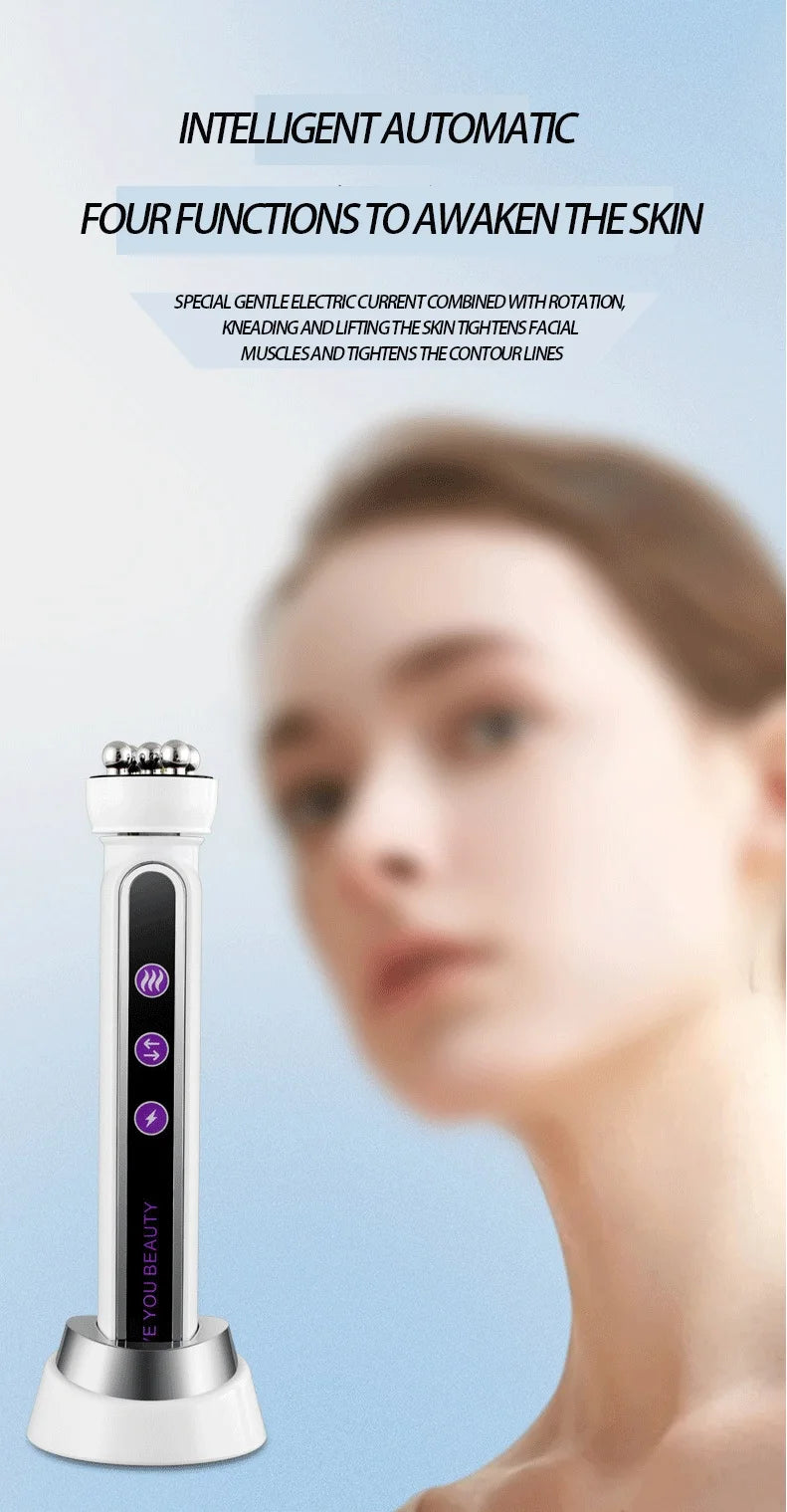 EMS Microcurrent Facial Heating Body Eye RF Face Lift Pulling Electric Rotating Roller Massage Beauty Device