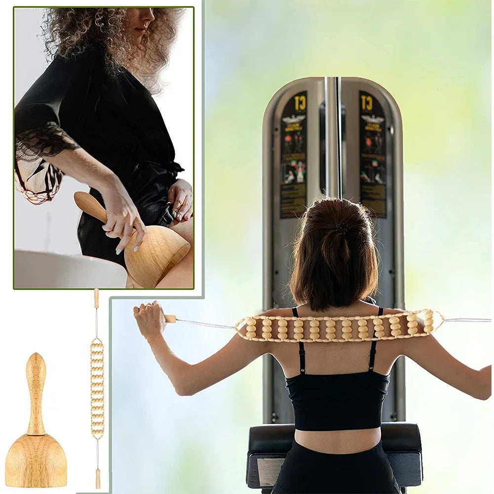 Wood Therapy Massage Tools – Anti-Cellulite Wooden Roller Set