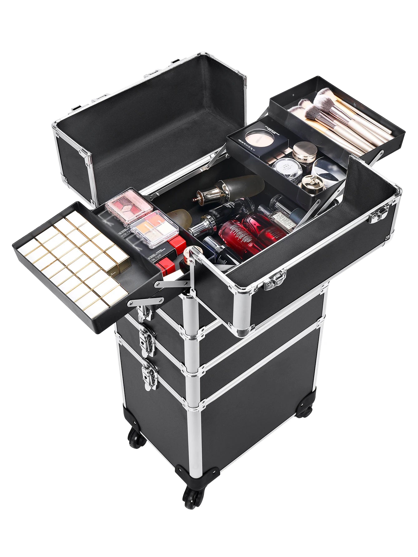 Rolling Makeup Trolley Case – Professional 4-in-1