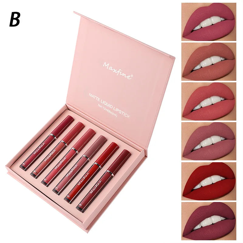 Matte Lip Gloss Set – 6 Colors Waterproof Gift Box