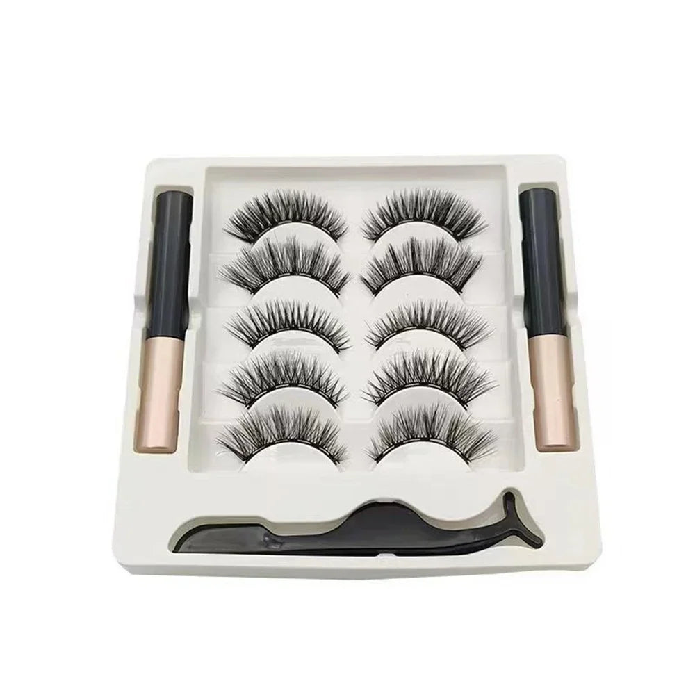 5 Pairs Magnetic Eyelashes Set – Eyeliner Kit
