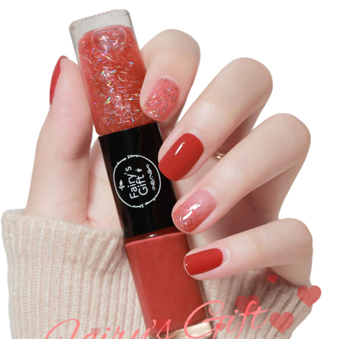 2-in-1 Glitter Nail Polish – Long-Lasting Quick-Dry Gel
