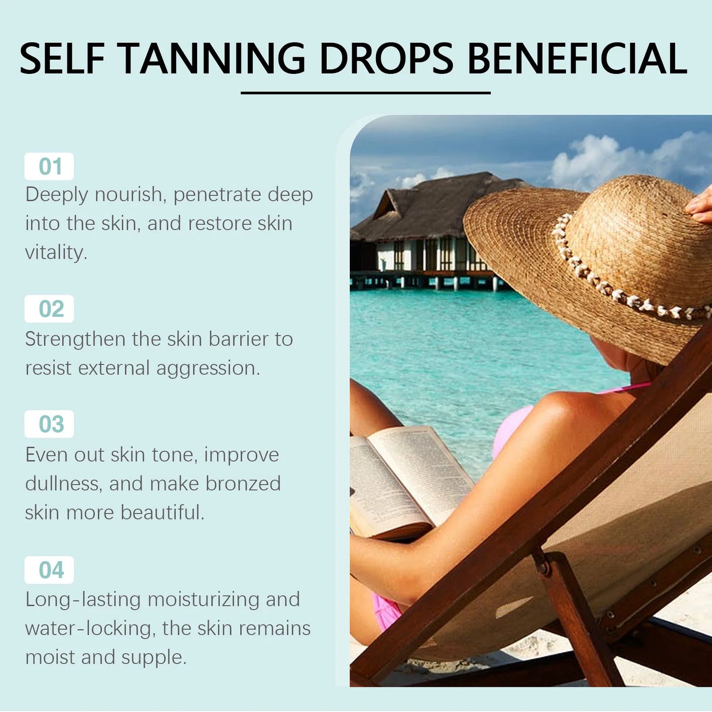 Self Tanning Drops Bronzed Sunless Solarium Sexy Suntan Sun UV Block Tanner Indoor Naturally Darken Face Body Beauty Essence Oil