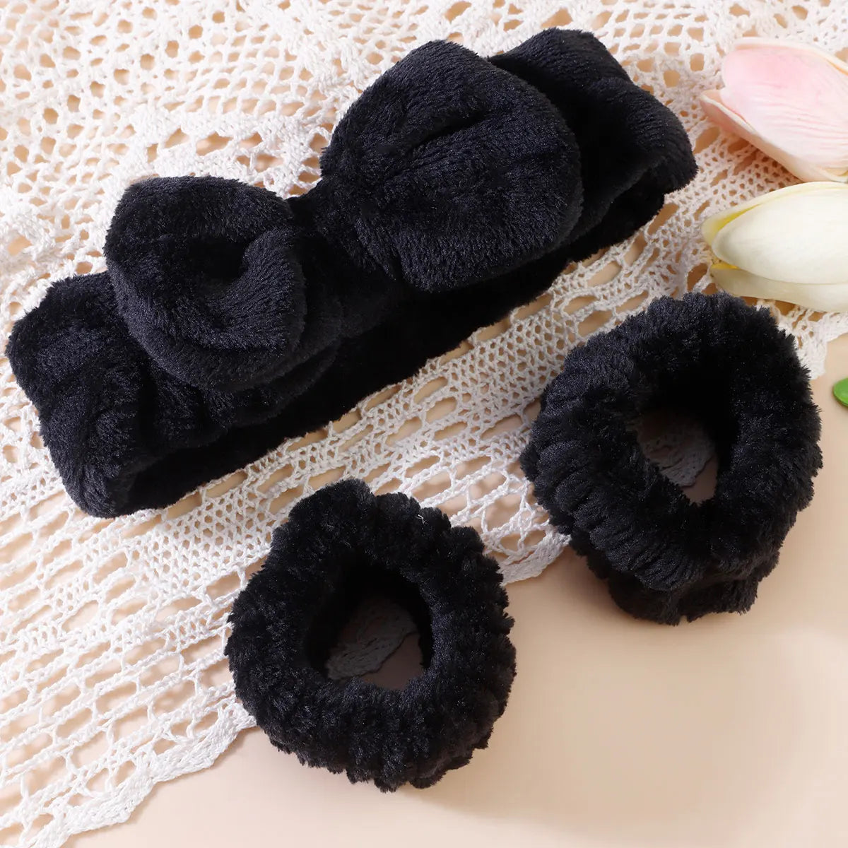 3PCS Coral Velvet Facial Set – Hairband & Wristband