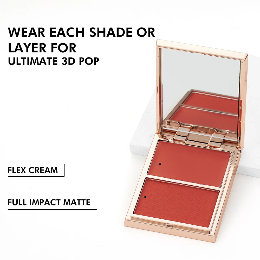 PHOFAY Cream & Powder Blush Duo – Matte & Dewy Finish