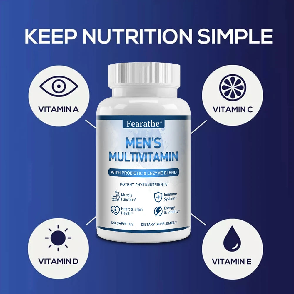 Men’s Multivitamin Supplement – Vitamin C, D3, B12 & Probiotics