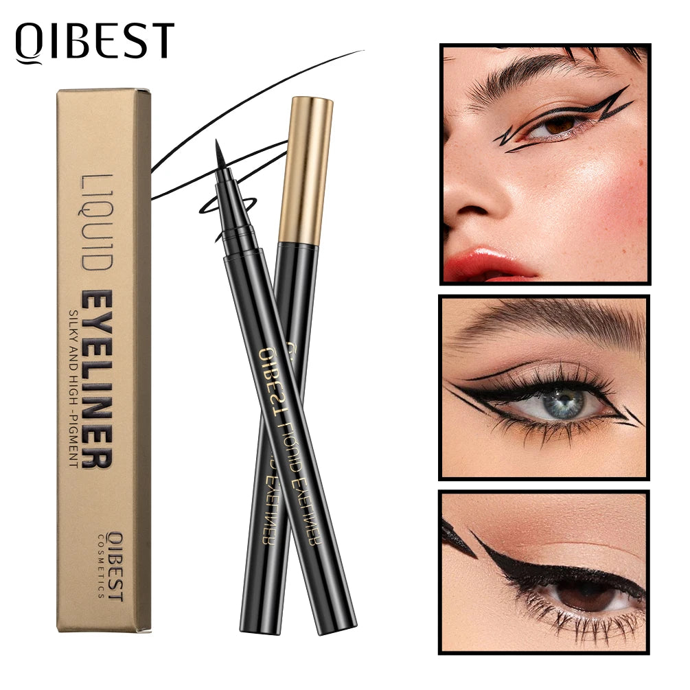 QIBEST Black Liquid Eyeliner – Waterproof, Long-Lasting, Quick Dry