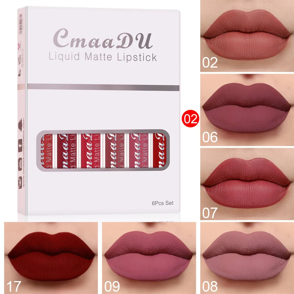 6PCS Liquid Lip Gloss Set – Waterproof & Long Lasting