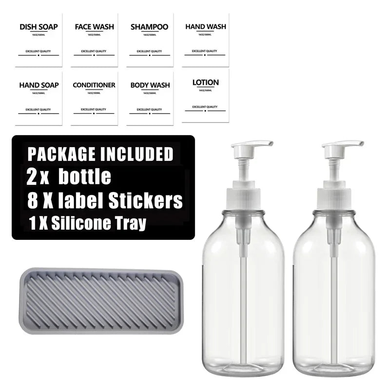 Wall-Mounted Shampoo & Conditioner Bottle Set – 500ml