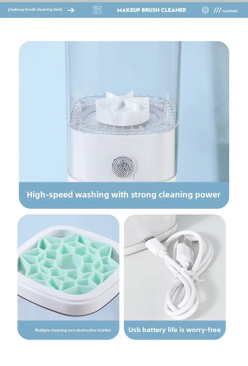 Automatic Makeup Brush Cleaning Machine Electric Cosmetic Tool with Storage Case for Powder Puff Sponge Lazy Beauty Essential