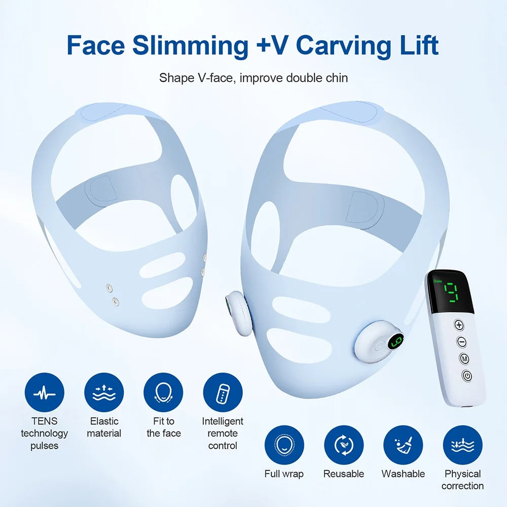 Face Lifting Beauty Machine EMS Chin Cheek Slimming Strap Skincare Facial Shaping Massager Double Chin Removal V Line Lift Belt