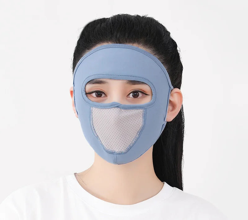 Ice Silk Sunscreen Mask Outdoor Sports Anti-UV Face Mask Cycling Breathable Anti-dust Face Cover Women Girls Hanging Ear Mask
