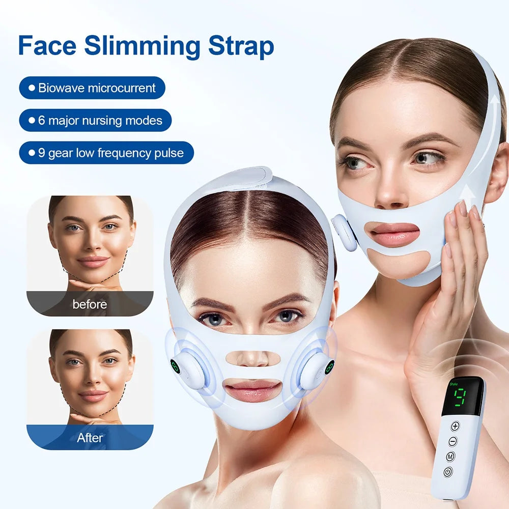 Face Lifting Beauty Machine EMS Chin Cheek Slimming Strap Skincare Facial Shaping Massager Double Chin Removal V Line Lift Belt