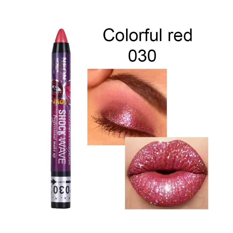 2-in-1 Eyeshadow & Lipstick Stick – Glitter & Matte