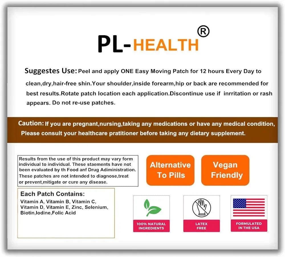 Women’s Multivitamin Patches – Vitamins A–E, Biotin, Energy (30 Pcs)
