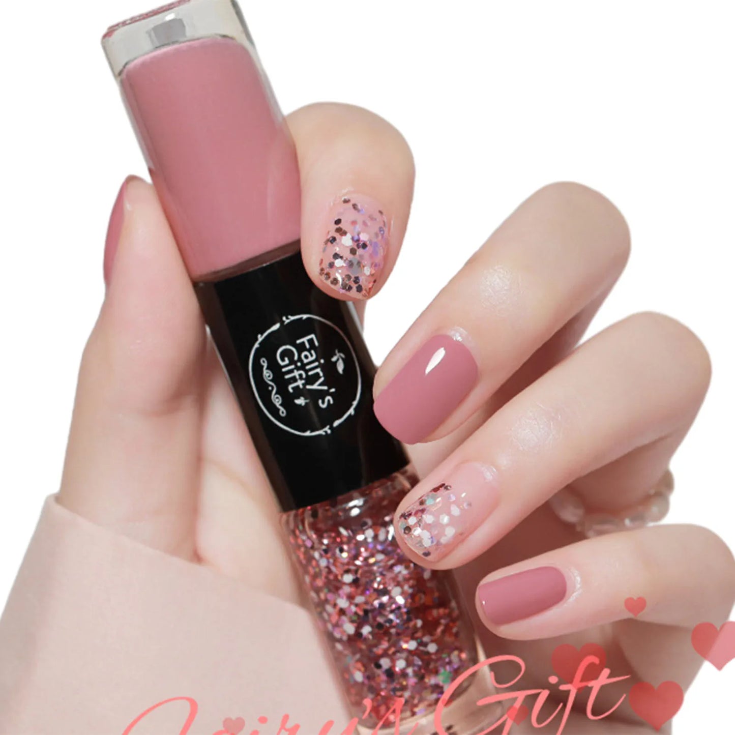 2-in-1 Glitter Nail Polish – Long-Lasting Quick-Dry Gel