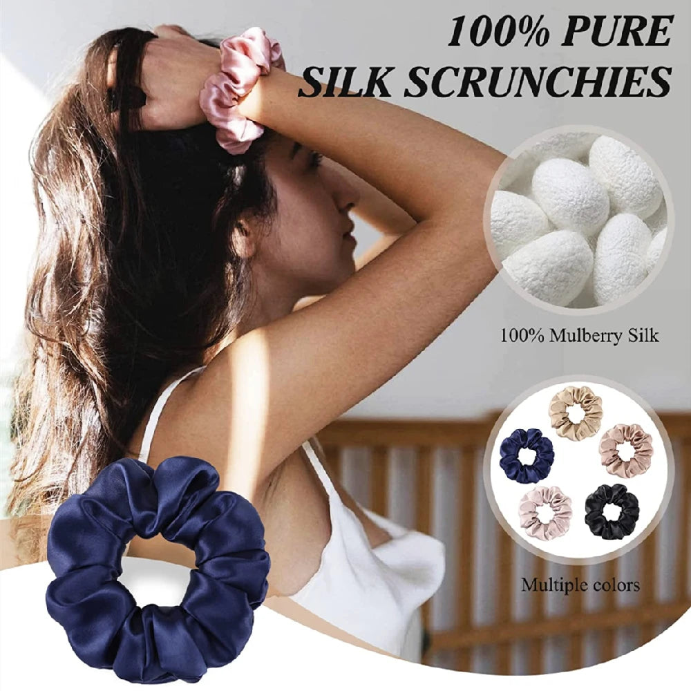 3-Piece Silk Scrunchies – Pure Mulberry Hair Ties