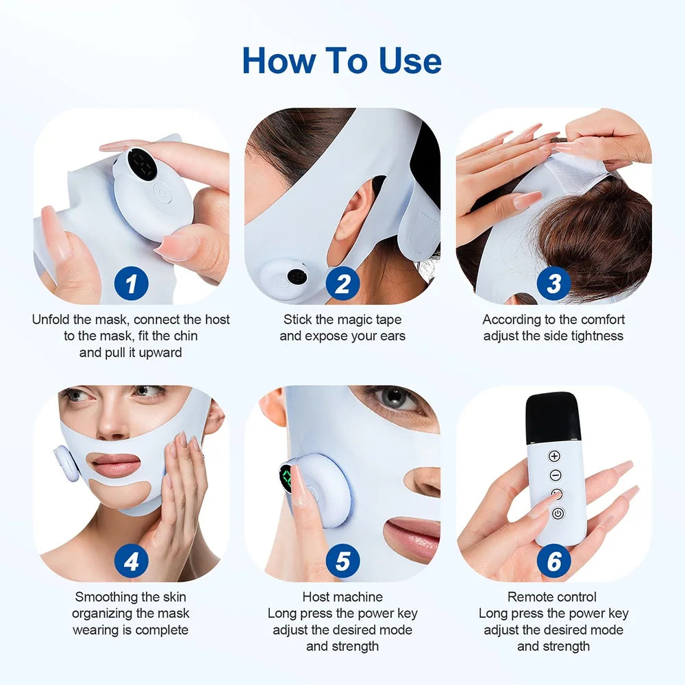 Face Lifting Beauty Machine EMS Chin Cheek Slimming Strap Skincare Facial Shaping Massager Double Chin Removal V Line Lift Belt