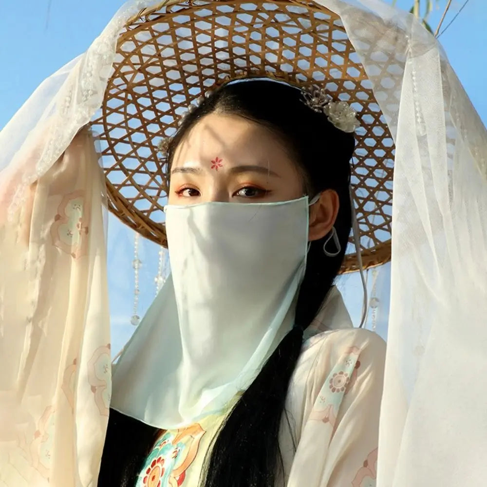 Hanfu Face Scarf Veil – Sunscreen Mesh Mask Cover
