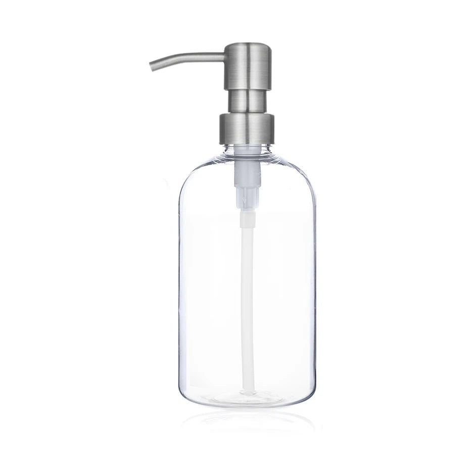 Clear Shampoo & Body Wash Dispenser Set – Stainless Pump