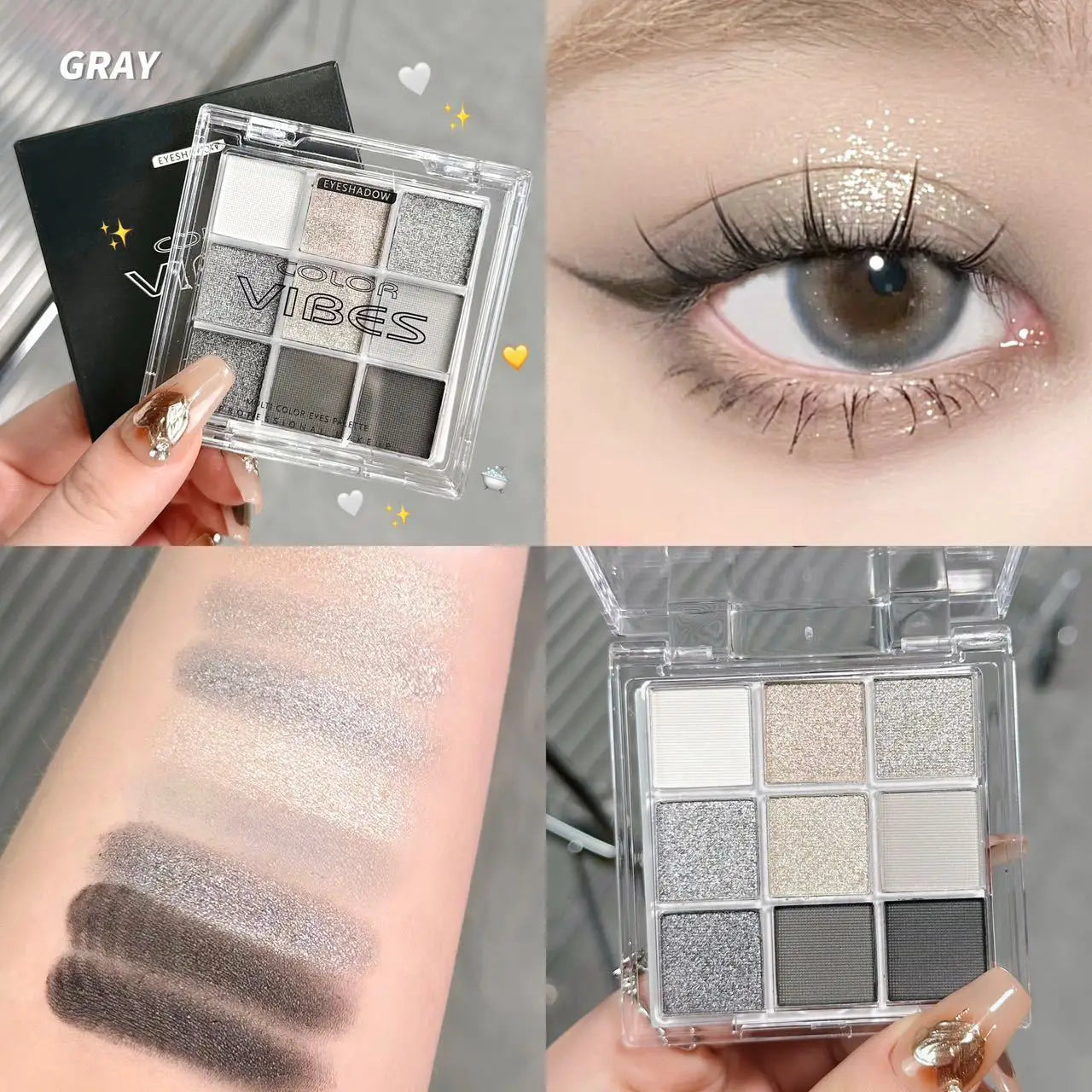 9-Color Glitter Eyeshadow Palette – Avocado Green Matte & Shimmer