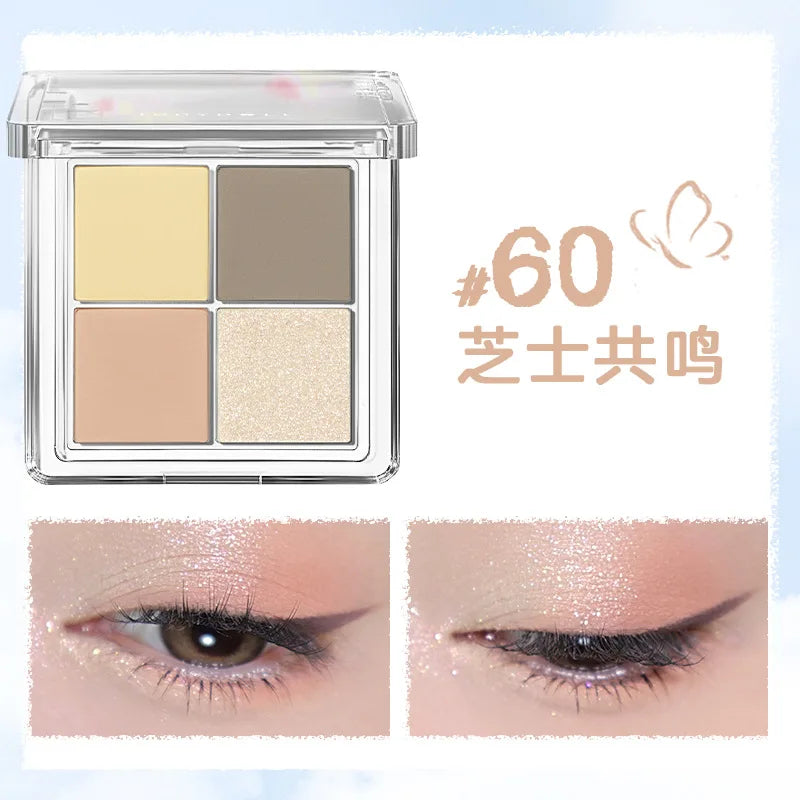 Judydoll 4-Color Eyeshadow Palette – Matte & Glitter Shades