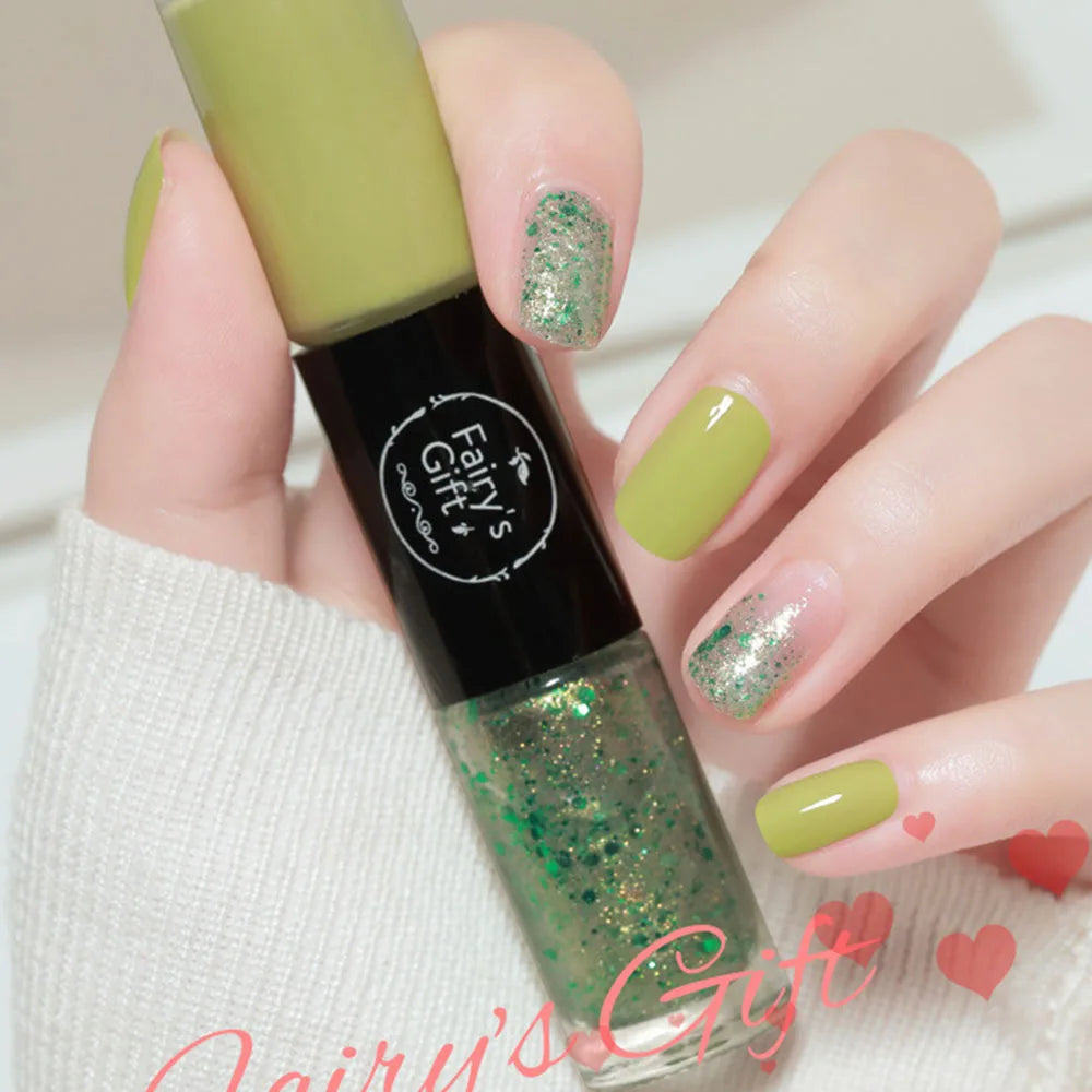 2-in-1 Glitter Nail Polish – Long-Lasting Quick-Dry Gel