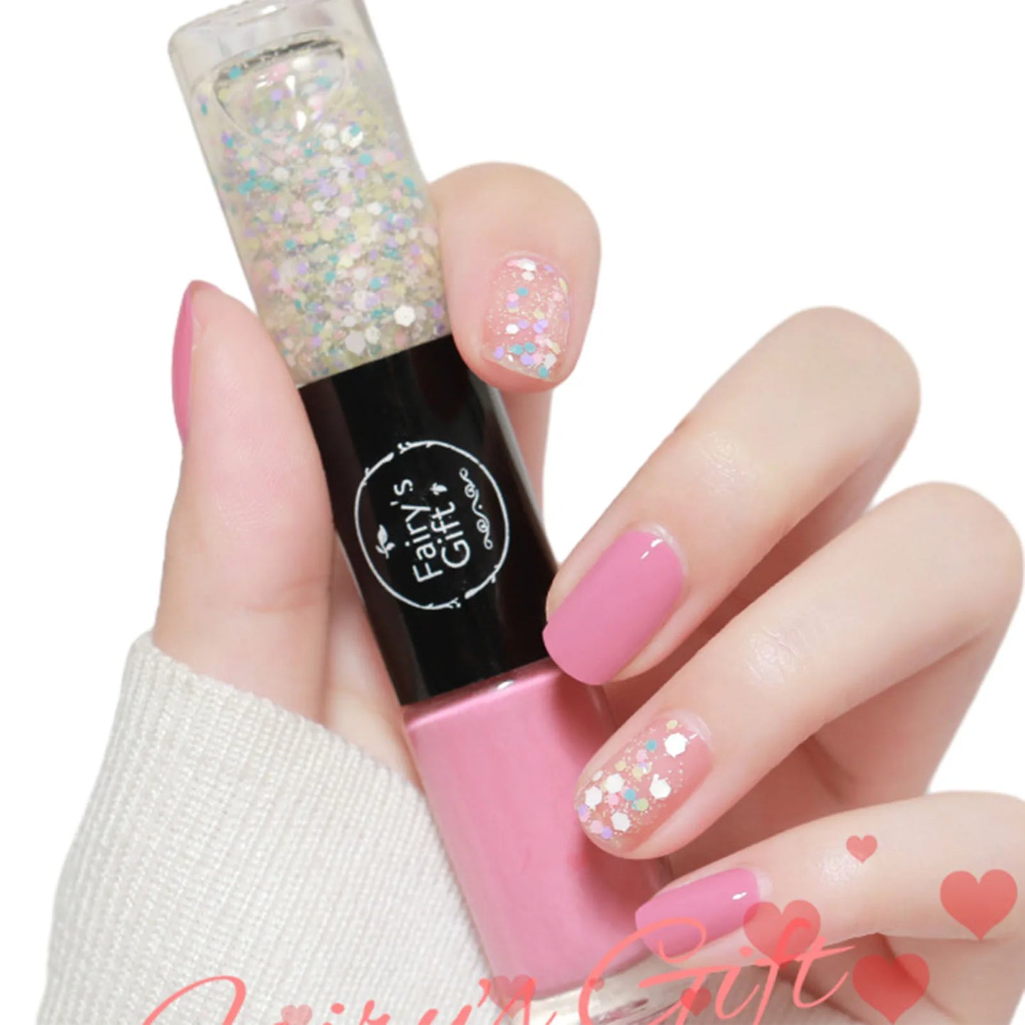 2-in-1 Glitter Nail Polish – Long-Lasting Quick-Dry Gel