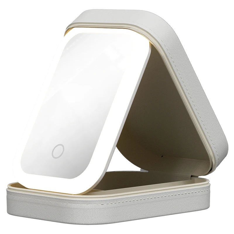Makeup Storage Box with Lighted Mirror
