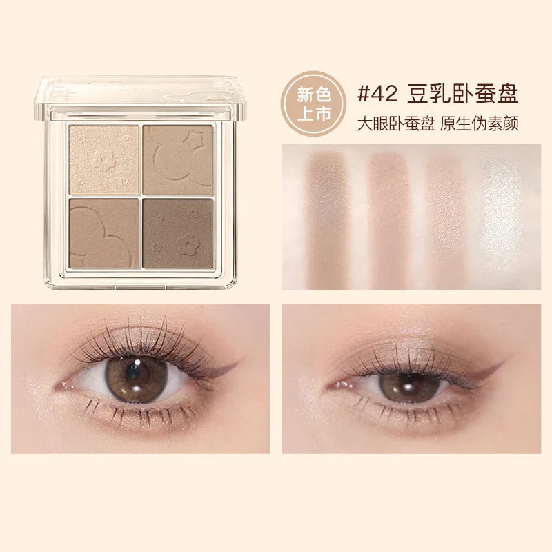 Judydoll 4-Color Eyeshadow Palette – Matte & Glitter Shades