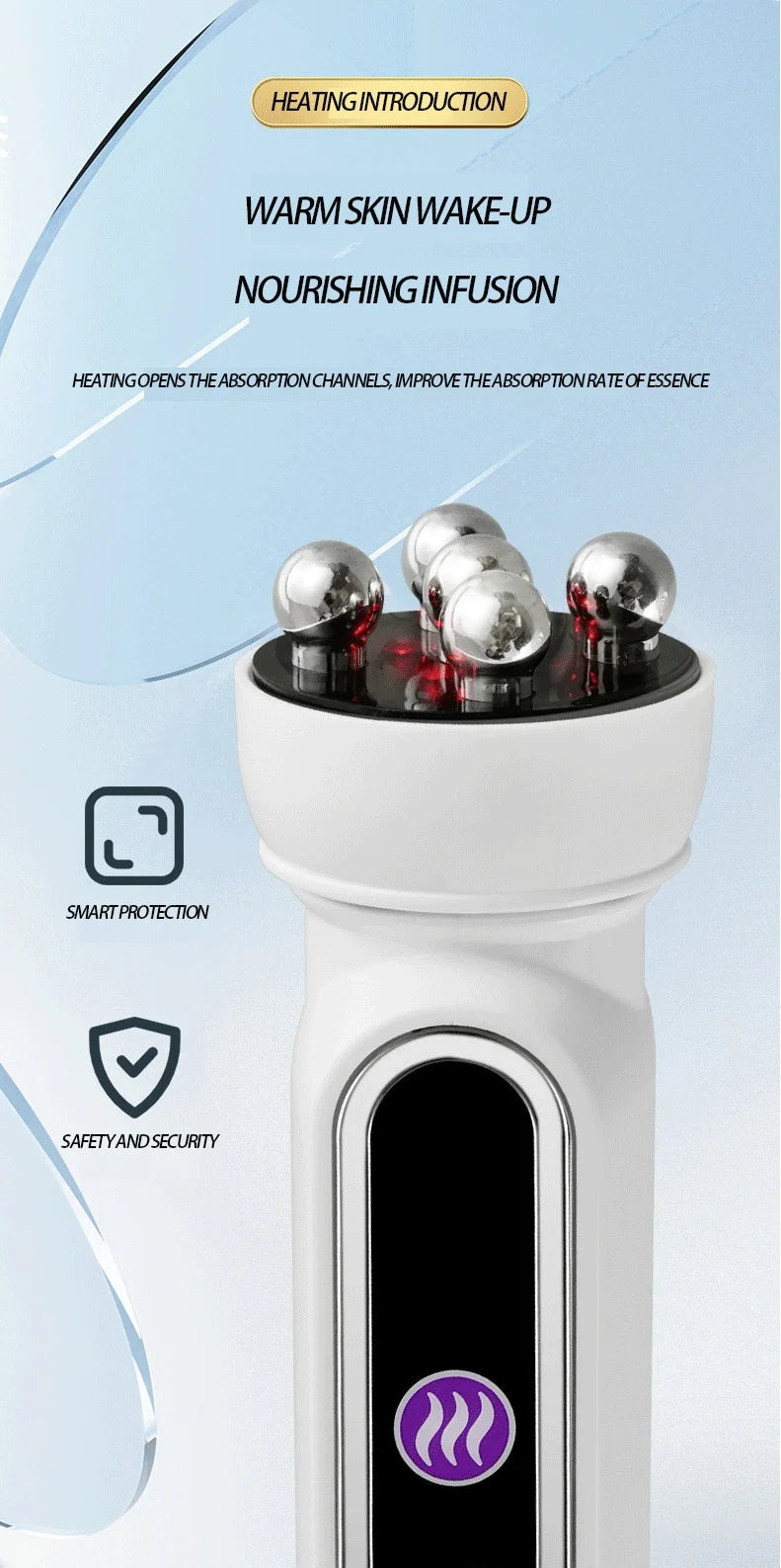 EMS Microcurrent Facial Heating Body Eye RF Face Lift Pulling Electric Rotating Roller Massage Beauty Device