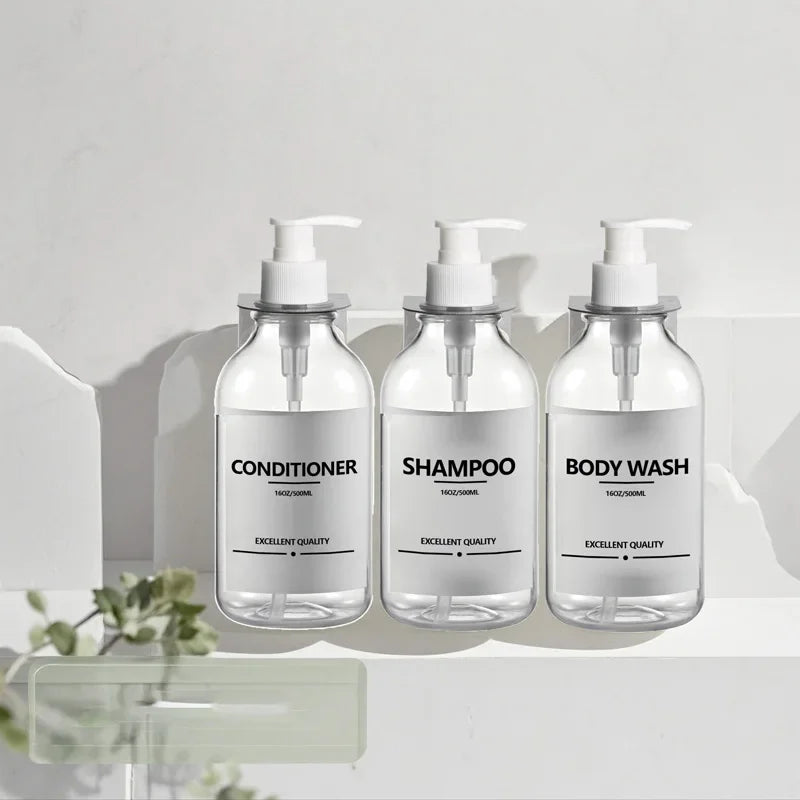 Wall-Mounted Shampoo & Conditioner Bottle Set – 500ml