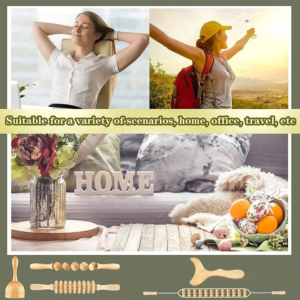 Wood Therapy Massage Tools – Anti-Cellulite Wooden Roller Set