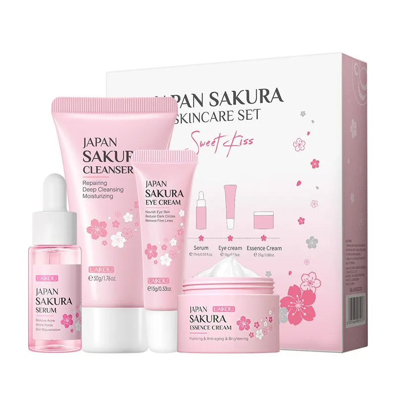 Sakura Skincare Set – Cleanser, Serum, Cream & Eye Cream