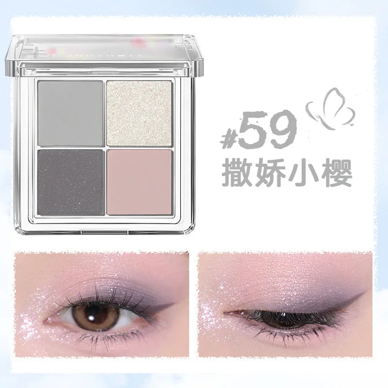 Judydoll 4-Color Eyeshadow Palette – Matte & Glitter Shades