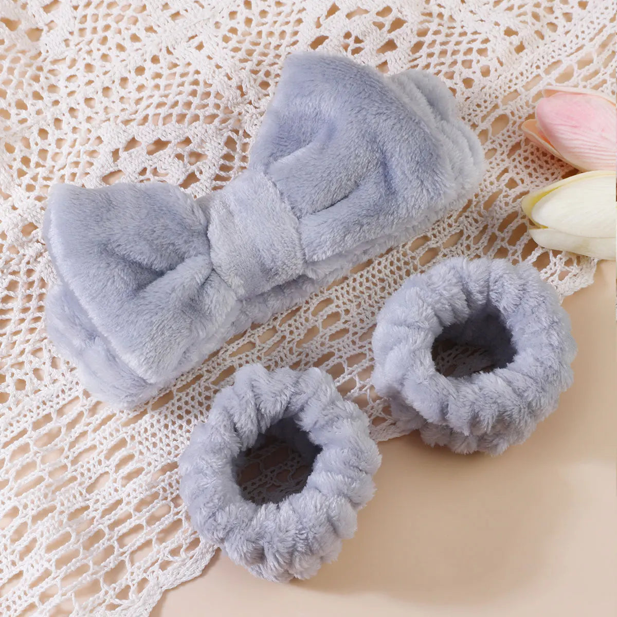 3PCS Coral Velvet Facial Set – Hairband & Wristband