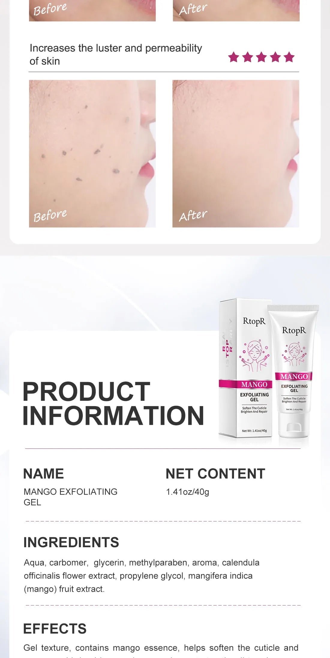 RtopR Exfoliating Facial Gel – Pore Cleanser & Scrub