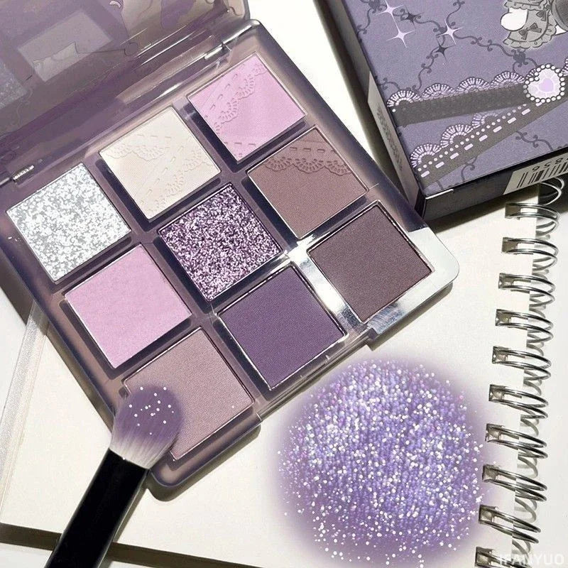 9-Color Eyeshadow Palette – Nude & Glitter Makeup
