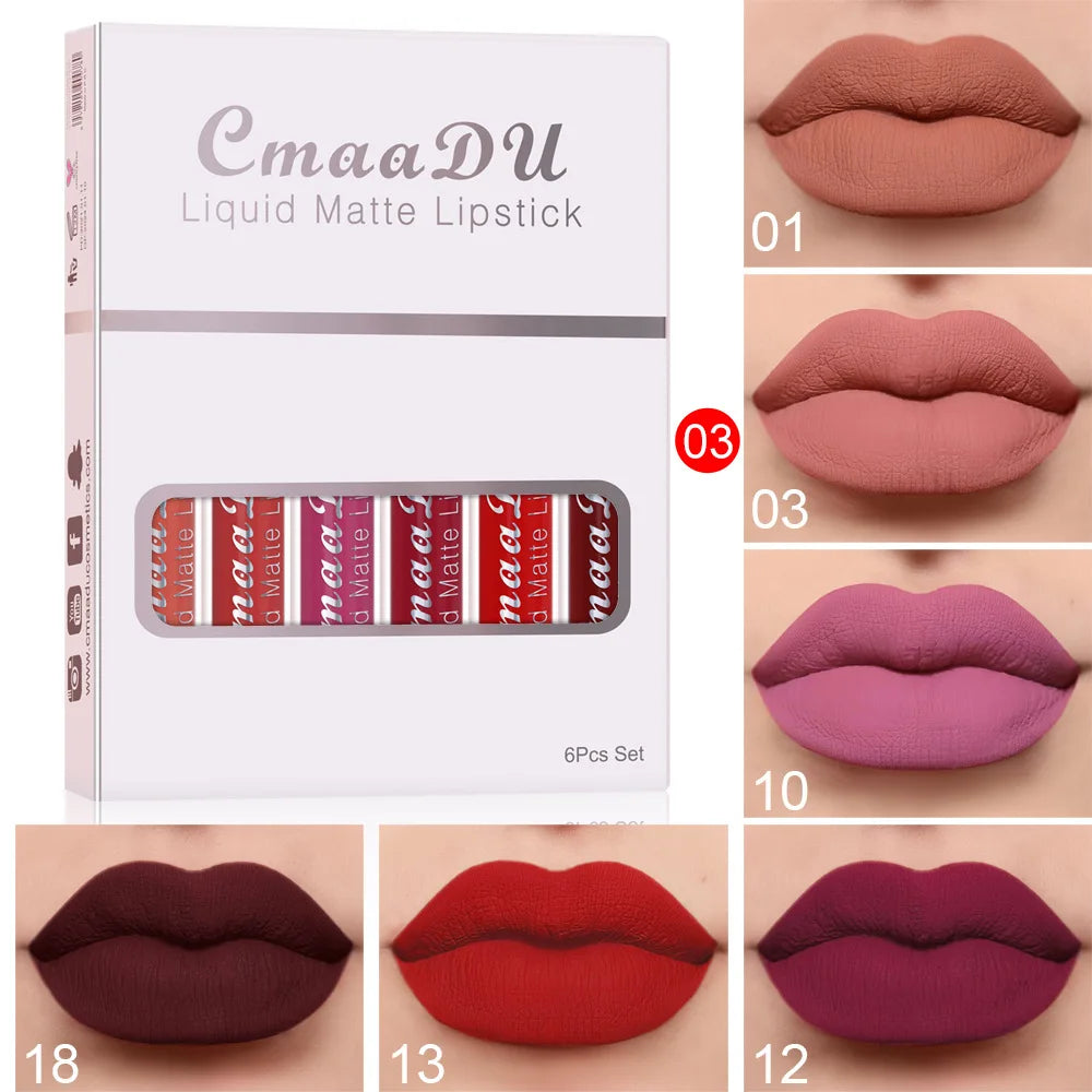 6PCS Liquid Lip Gloss Set – Waterproof & Long Lasting