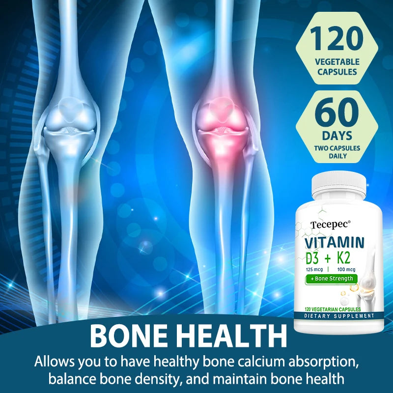 Vitamin D + K Supplement – Bone, Joint & Immune Health (120 Ct)