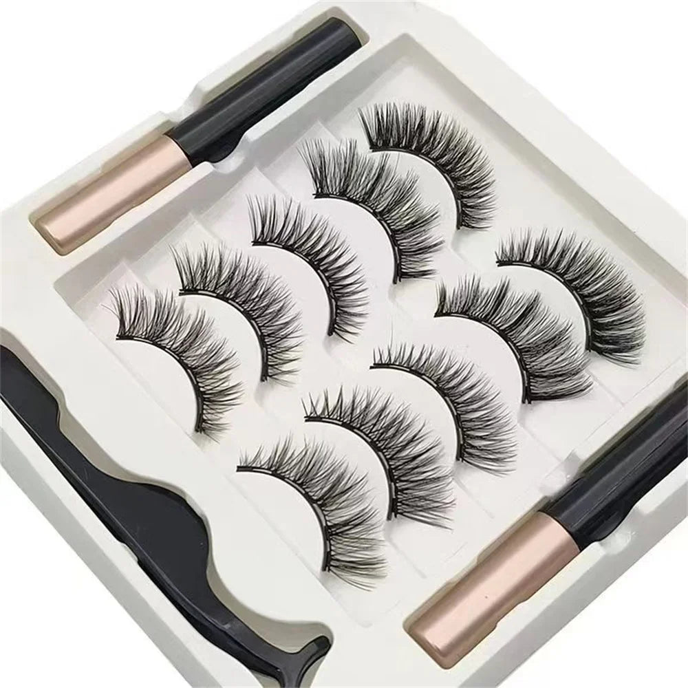 5 Pairs Magnetic Eyelashes Set – Eyeliner Kit