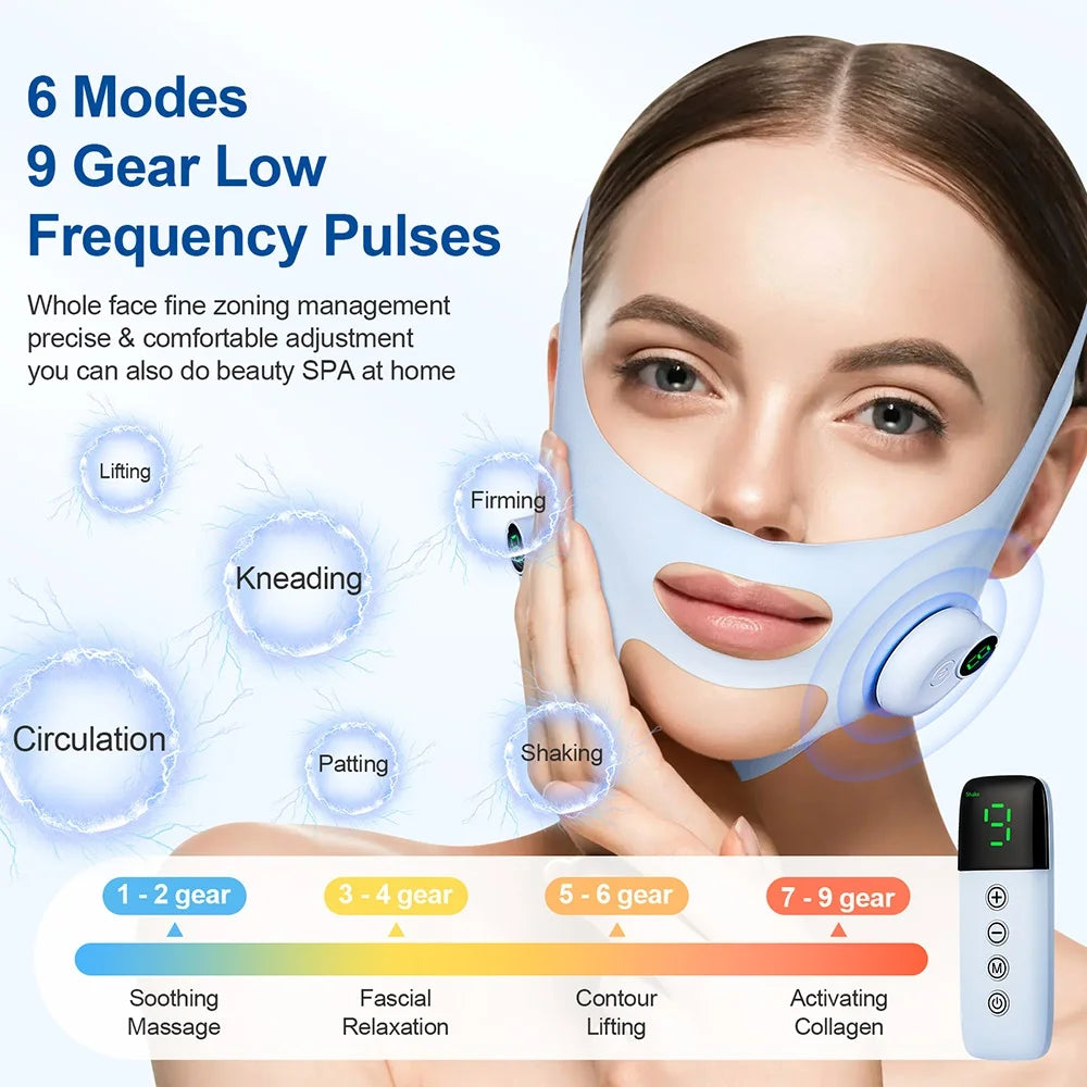 Face Lifting Beauty Machine EMS Chin Cheek Slimming Strap Skincare Facial Shaping Massager Double Chin Removal V Line Lift Belt