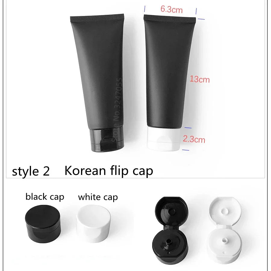 Empty Matte Black Tubes – 100ml Cosmetic Squeeze Bottles