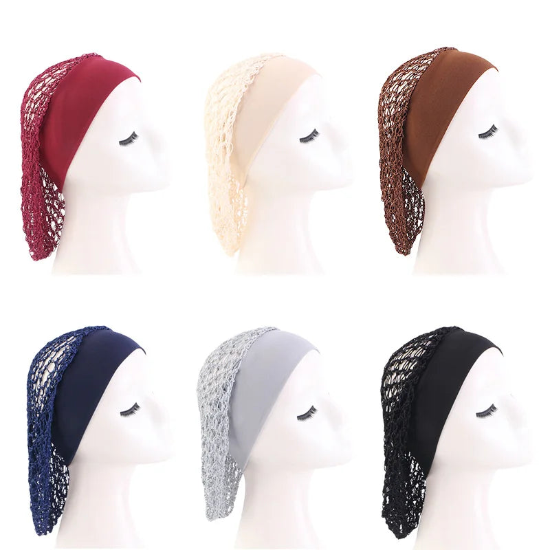 Women’s Crochet Hair Snood – Wide Band Mesh Wig Cap