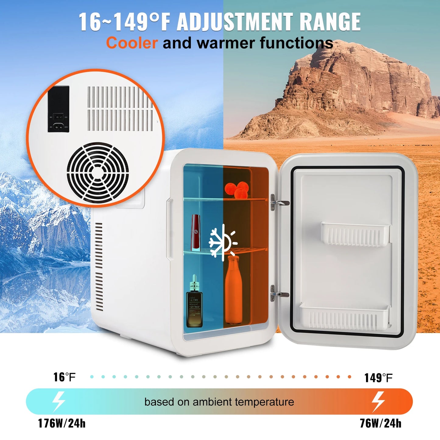 VEVOR 20L Mini Fridge – Portable Skincare & Cosmetic Cooler